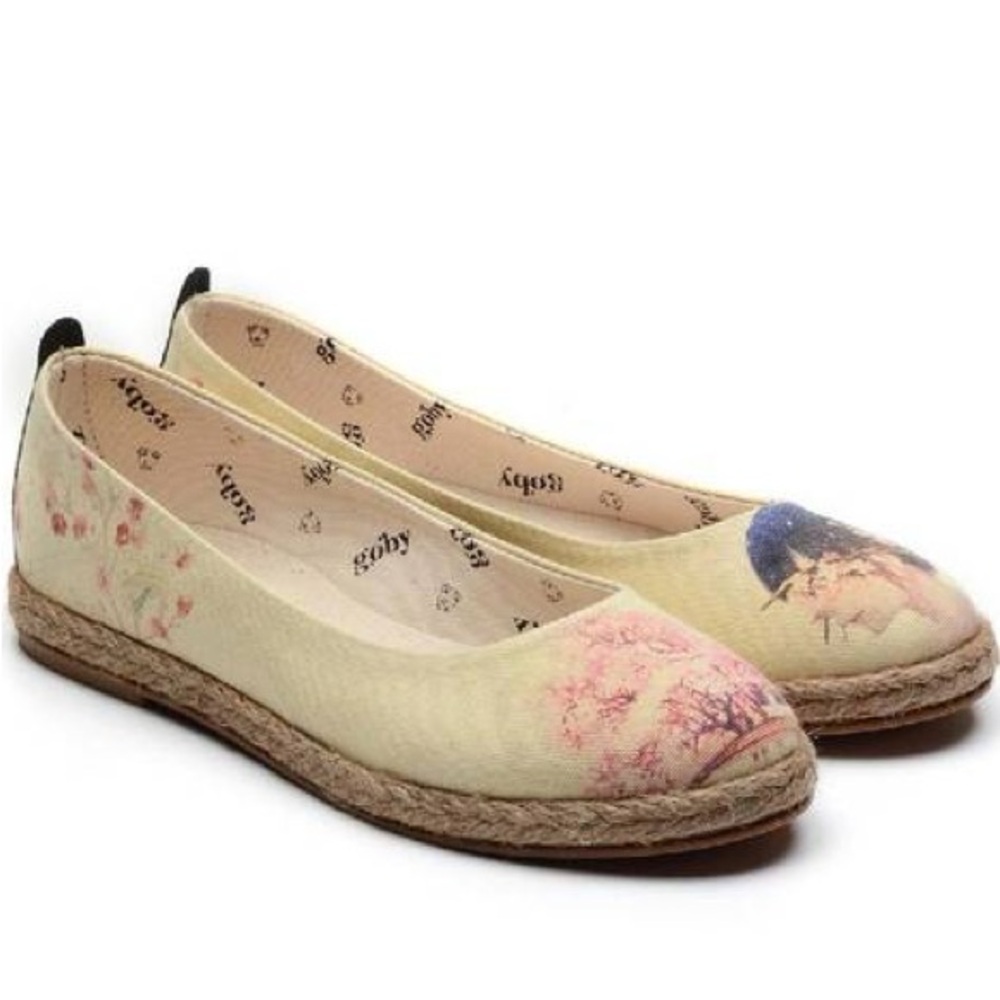 NEW GOBY Womens Ballerinas Flats Canvas Memory Foam Round Toe Comfort Size 6.5